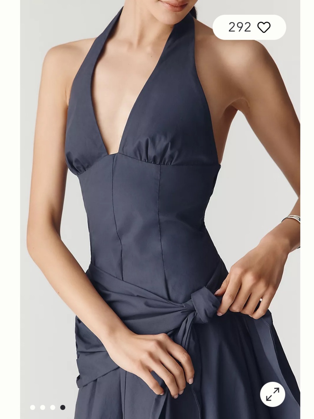 Anthro NIA Cadiz Cotton Halter Tie Midi Dress - Picture 4 of 11